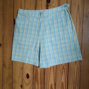 Cool Summer Colors Madras Plaid Flat Front Bermuda Preppy MCM Vibe Shorts Sz 4